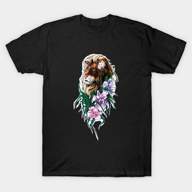 beautiful floral lion head T-Shirt by A1designs